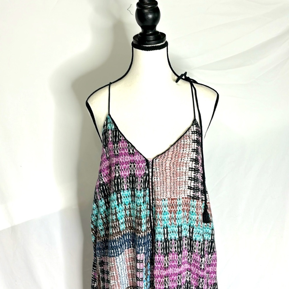 ANTHROPOLOGIE AKEMI + KIN Navy Blue Purple Handkerchief Tank Tie Midi Dress - Picture 2 of 7